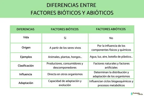 Diferencia entre biótico y abiótico