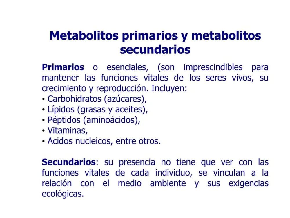 Diferencia entre metabolitos primarios y secundarios