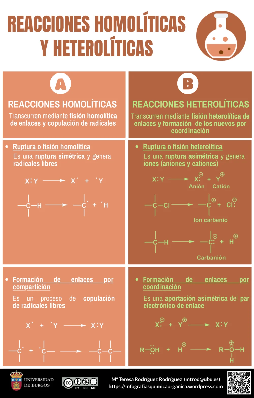 Diferencia entre la fisión de enlaces homolíticos y heterolíticos