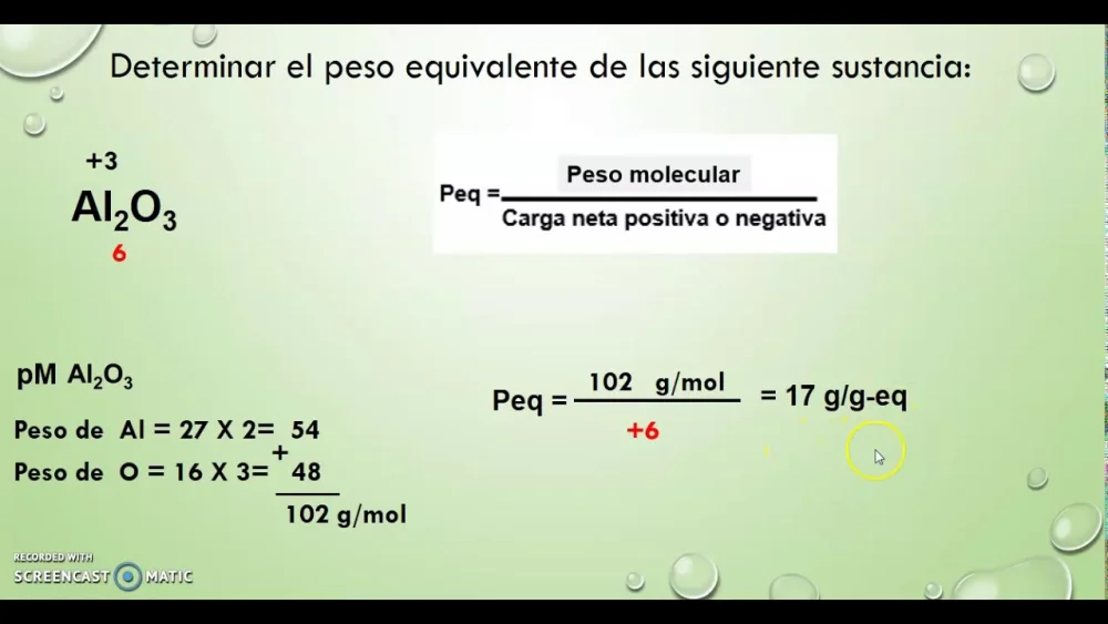Diferencia entre equivalente en gramos y peso equivalente