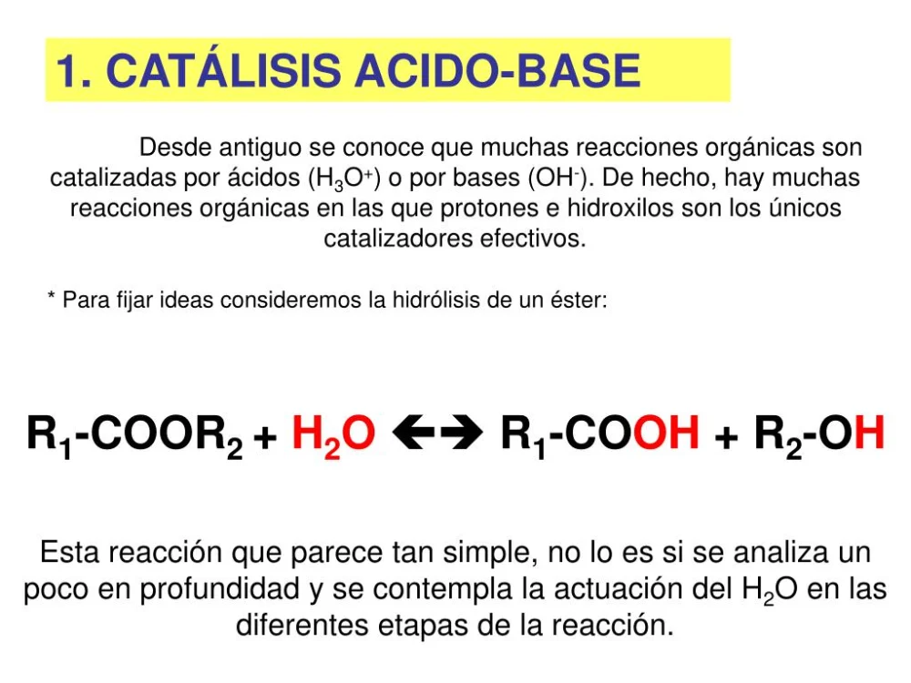 Diferencia entre catálisis ácido-base general y específica