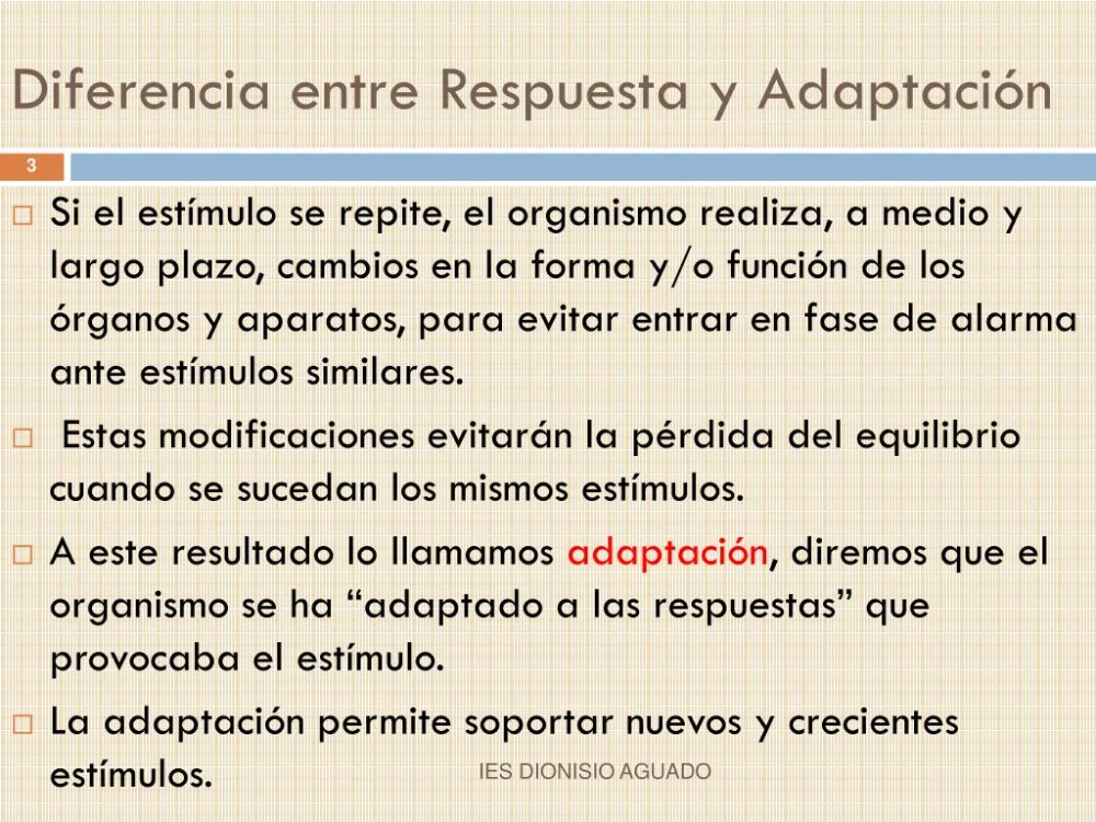 Diferencia entre respuesta y adaptación
