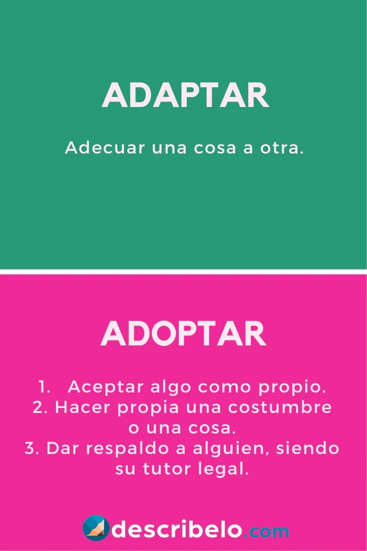 Diferencia entre adaptar y adoptar Idiomas