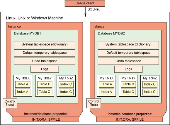Diferencia entre la arquitectura Oracle y DB2