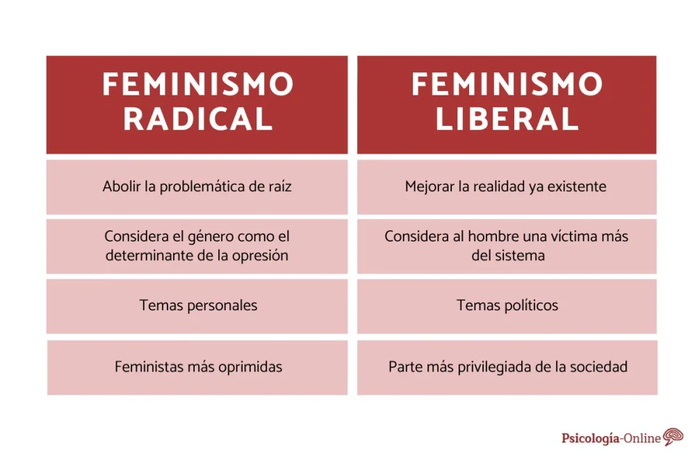 Diferencia entre feminismo radical y liberal