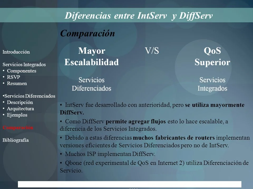 Diferencia entre servicios integrados y servicios diferenciados