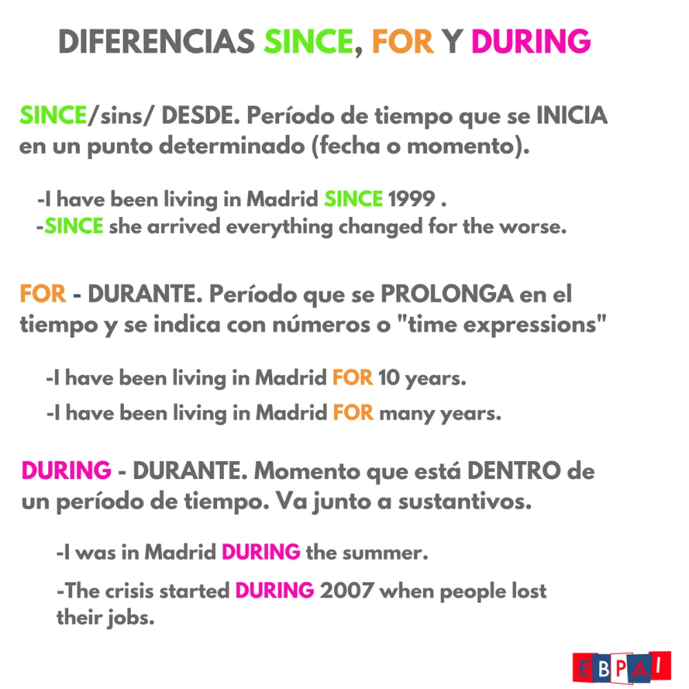 Diferencia entre Since y For