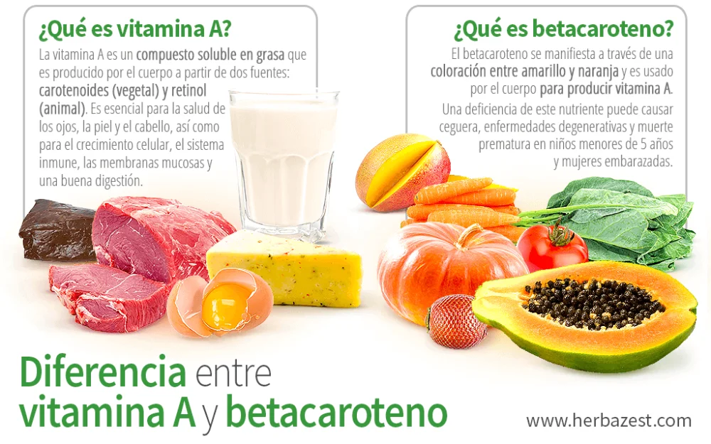 Diferencia entre la vitamina A y el betacaroteno