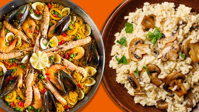 Diferencia entre paella y risotto