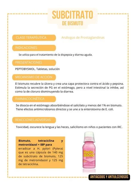 Diferencia entre subsalicilato de bismuto y subcitrato de bismuto