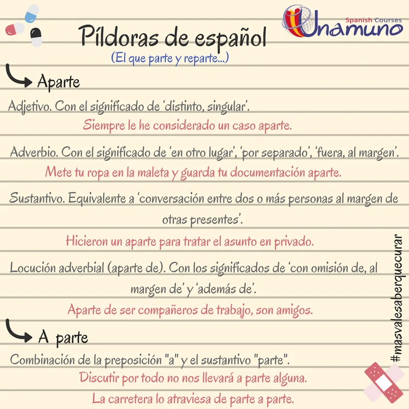 Diferencia entre parte con y parte desde